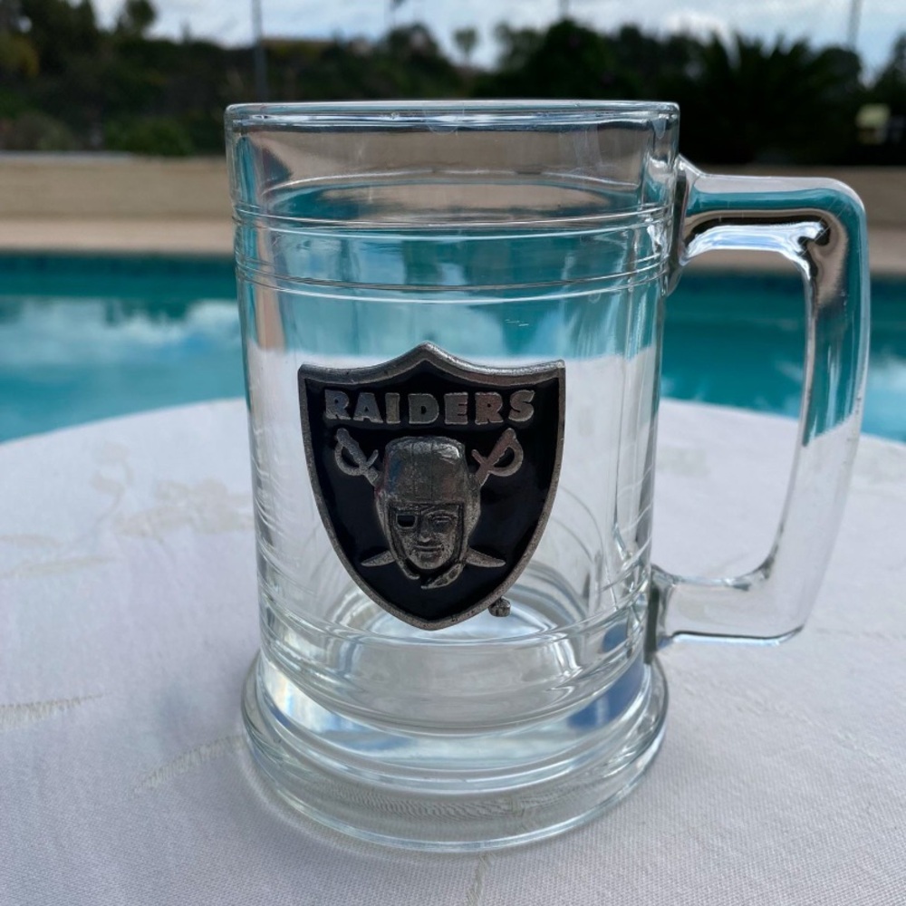 Silver Mug with Sturdy Handle and Sports Logo